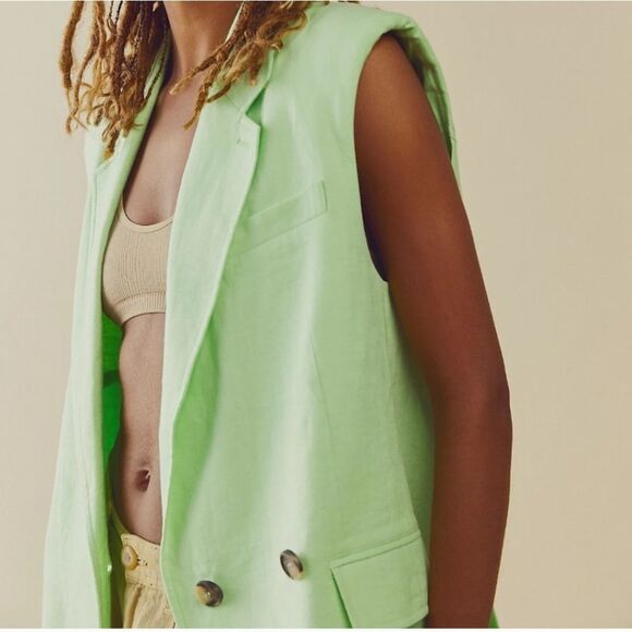 NWT Free People Bright Young Things Linen Vest - Picture 2 of 6
